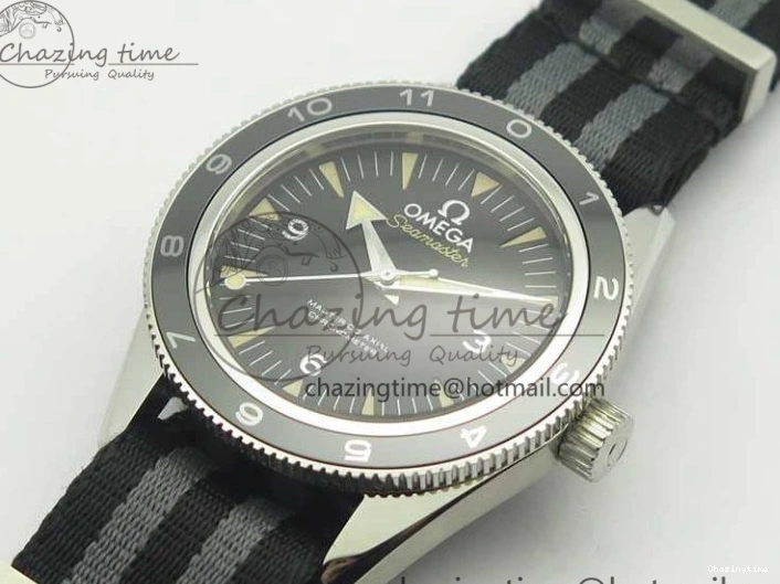 0228 Seamaster 300 Master Spectre SS MKS Best Edition Black Dial On Nylon Strap A SunProtective 8083